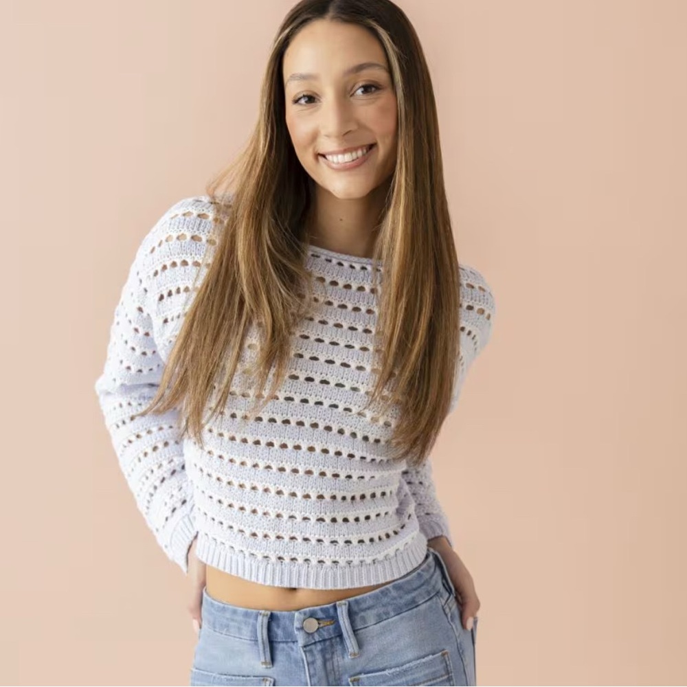 Zig-Zag Knit Cropped Sweater